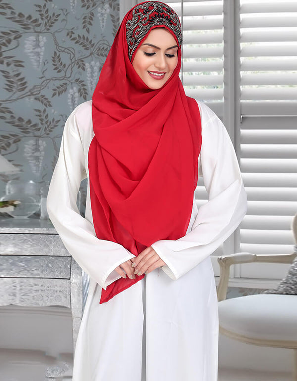 Stylist Red Georgette Women Hijab